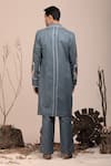 Shop_BEEJOLIYO_Grey Cotton Botanical Embroidery Suede Floral Nehru Jacket Kurta Set _at_Aza_Fashions