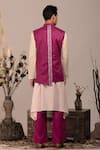 Shop_BEEJOLIYO_Purple Suede Geometric Asymmetric Belted Nehru Jacket With Kurta Set _at_Aza_Fashions