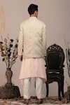 Shop_BEEJOLIYO_White Cotton Nature Inspired Tree Suede Nehru Jacket With Kurta Pant Set _at_Aza_Fashions