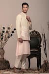 BEEJOLIYO_White Cotton Nature Inspired Tree Suede Nehru Jacket With Kurta Pant Set _Online_at_Aza_Fashions