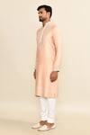 Shop_Kalighata_Peach Chanderi Embroidery Floral Butti Kurta Set _Online_at_Aza_Fashions