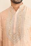 Shop_Kalighata_Peach Chanderi Embroidery Floral Butti Kurta Set 
