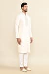 Shop_Kalighata_Ivory Chanderi Embroidery Butti Kurta Set _Online_at_Aza_Fashions