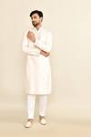 Kalighata_Ivory Chanderi Embroidery Butti Kurta Set _at_Aza_Fashions