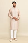 Kalighata_Gold Chanderi Embroidery Geometric Kurta Set _at_Aza_Fashions