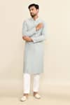 Kalighata_Blue Embroidery Kurta Set _at_Aza_Fashions