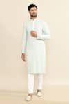 Kalighata_Aqua Embroidery Kurta Set _at_Aza_Fashions