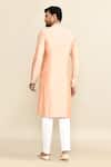 Shop_Kalighata_Peach Chanderi Embroidery Floral Kurta Set _at_Aza_Fashions