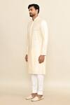 Shop_Kalighata_Ivory Chanderi Embroidery Geometric Kurta Set _Online_at_Aza_Fashions