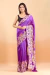 Buy_Samyukta Singhania_Purple Pure Silk Floral Woven Hem Saree With Running Blouse _Online_at_Aza_Fashions