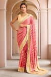 Buy_Samyukta Singhania_Peach Pure Handloom Cotton Woven Floral Veil Hem Saree With Running Blouse _at_Aza_Fashions