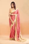 Samyukta Singhania_Peach Pure Handloom Cotton Woven Floral Veil Hem Saree With Running Blouse _Online_at_Aza_Fashions