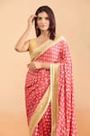 Buy_Samyukta Singhania_Peach Pure Handloom Cotton Woven Floral Veil Hem Saree With Running Blouse _Online_at_Aza_Fashions