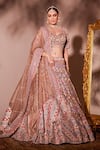 Shop Chaashni By Maansi And Ketan Beige Organza, Net Beads, Tassels, Pearls, Embroidered Work Bridal Lehenga Set at Aza Fashions Shop_Chaashni By Maansi And Ketan_Beige Organza, Net Beads, Tassels, Pearls, Embroidered Work Bridal Lehenga Set _at_Aza_Fashions