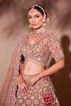 Shop Chaashni By Maansi And Ketan Beige Organza, Net Beads, Tassels, Pearls, Embroidered Work Bridal Lehenga Set Shop_Chaashni By Maansi And Ketan_Beige Organza, Net Beads, Tassels, Pearls, Embroidered Work Bridal Lehenga Set