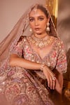 Buy Chaashni By Maansi And Ketan Beige Organza, Net Beads, Tassels, Pearls, Embroidered Work Bridal Lehenga Set Online Buy_Chaashni By Maansi And Ketan_Beige Organza, Net Beads, Tassels, Pearls, Embroidered Work Bridal Lehenga Set _Online