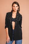 Buy_Kyra By Nina + Deepika_Black Crepe Embroidery Crystals Lapel Collar Shine Like A Diamond Blazer _at_Aza_Fashions