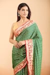 Buy_Samyukta Singhania_Green Pure Handloom Cotton Chiffon Woven Motif Saree With Running Blouse 