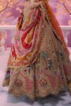 Label Ankush Jain_Orange Organza Embroidered Zardozi Karishma Palace 3d Bridal Lehenga Set _at_Aza_Fashions