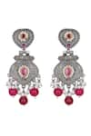 Auraa Trends_White Stone Embellished Carved Earrings _Online_at_Aza_Fashions