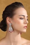 Shop_Auraa Trends_White Stone Embellished Carved Earrings _Online_at_Aza_Fashions