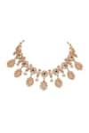 Auraa Trends_Gold Plated Stone Floral Embellished Necklace Set _Online_at_Aza_Fashions