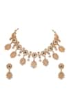 Buy_Auraa Trends_Gold Plated Stone Floral Embellished Necklace Set _Online_at_Aza_Fashions