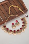 Shop_Auraa Trends_Gold Plated Kundan Embellished Half Moon Choker Set _at_Aza_Fashions