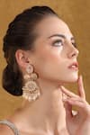 Buy_Auraa Trends_Gold Plated Stone Pearl Tassel Carved Earrings _at_Aza_Fashions