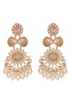 Auraa Trends_Gold Plated Stone Pearl Tassel Carved Earrings _Online_at_Aza_Fashions