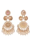 Buy_Auraa Trends_Gold Plated Stone Pearl Tassel Carved Earrings _Online_at_Aza_Fashions