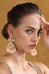 Shop_Auraa Trends_Gold Plated Stone Pearl Tassel Carved Earrings _Online_at_Aza_Fashions