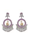 Auraa Trends_Purple Stone Bird Embellished Dual Chandbalis _Online_at_Aza_Fashions