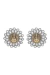 Auraa Trends_Silver Plated Mirror Laxmi Coin Studs _Online_at_Aza_Fashions