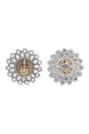 Buy_Auraa Trends_Silver Plated Mirror Laxmi Coin Studs _Online_at_Aza_Fashions