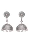 Auraa Trends_Silver Plated Beads Floral Stone Embellished Jhumkas _Online_at_Aza_Fashions