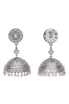 Buy_Auraa Trends_Silver Plated Beads Floral Stone Embellished Jhumkas _Online_at_Aza_Fashions