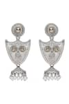 Auraa Trends_White Pearls Shield Tassel Dangler Jhumka Earrings _Online_at_Aza_Fashions