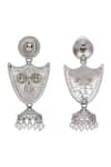 Buy_Auraa Trends_White Pearls Shield Tassel Dangler Jhumka Earrings _Online_at_Aza_Fashions