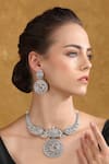 Buy_Auraa Trends_Silver Plated Stone Peacock Embellished Choker Set _at_Aza_Fashions