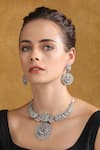 Shop_Auraa Trends_Silver Plated Stone Peacock Embellished Choker Set 