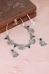 Shop_Auraa Trends_Silver Plated Stone Elephant Embellished Choker Set _at_Aza_Fashions