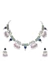 Shop_Auraa Trends_Silver Plated Stone Elephant Embellished Choker Set _Online_at_Aza_Fashions