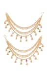 Shop_Curio Cottage_Gold Plated Ghungroo Symphony Embellished Layered Ear Chains Set Of 2 _at_Aza_Fashions