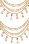 Curio Cottage_Gold Plated Ghungroo Symphony Embellished Layered Ear Chains Set Of 2 _Online_at_Aza_Fashions