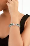 Buy_Curio Cottage_Green Faux Diamond Princess Cut Cuff Bracelet _at_Aza_Fashions