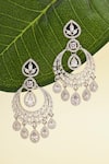 Shop_Curio Cottage_Silver Plated Faux Diamonds Dazzle Embellished Chandbalis _at_Aza_Fashions