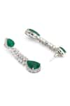 Buy_Curio Cottage_Silver Plated Faux Diamonds Emerald Link Embellished Danglers _Online_at_Aza_Fashions