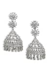 Curio Cottage_Silver Plated Faux Diamonds Dazzling Dome Embellished Jhumkas _Online_at_Aza_Fashions