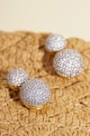 Shop_Curio Cottage_Silver Plated Faux Diamond The Diamante Glitz Sphere Drop Earrings _at_Aza_Fashions